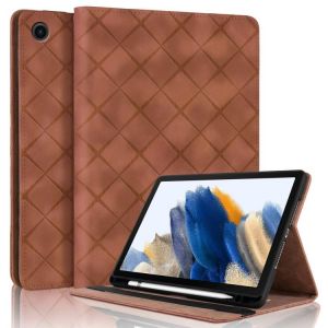 &Eacute;tui en cuir intelligent &agrave; motif losange pour Samsung Galaxy Tab A8 10.5 X200, Marron - Neuf