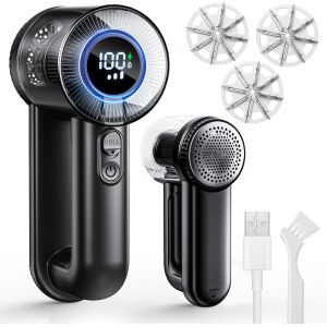 JGD-Rasoir Anti Bouloche Vetement, 1800mAh Rasoir Anti Bouloche Appareil Peluche USB Rechargeable V&ecirc;tement&Meuble, Appareil Coupe Peluche &agrave; 3 Vitesses &Eacute;cran LED&3 Lame de Rechange pour Chandails/Ride - Neuf