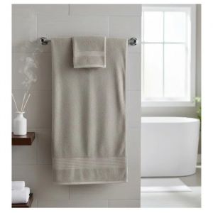 Serviette De Toilette 50 X 90 Cm Lilas Taupe - Neuf