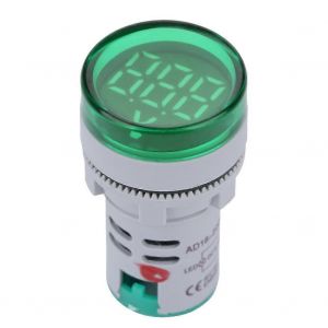 Indicateur de voltmètre à LED à affichage numérique indicateur de voltmètre à courant continu testeur de lampe ronde (vert) - Neuf