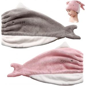 Lot De 2 Serviettes De Séchage En Microfibre, Super Absorbantes, Avec Broderie En Velours Corail, Pour Cheveux Secs Et Humides - Neuf