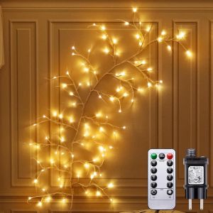 Guirlande Lumineux Led, 8 Modes Diy Arbres Lumineuse Avec Prises Décor De Saule Artificiel De Mur Lumineux 96 Led Pour Mur Chambre Salon Décoration (96 Led 1 Pièce) - Neuf