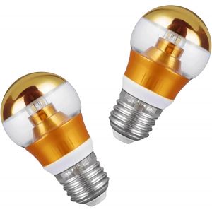 SJZG-Lot De 2 Ampoules Led E27 5W 7W 9W 200V, Couleur Argent, Miroir, Blanc Chaud Et Froid, Pour Éclairage Intérieur Et Décoration De Meubles(E27-7W-Gold,Cool) - Neuf
