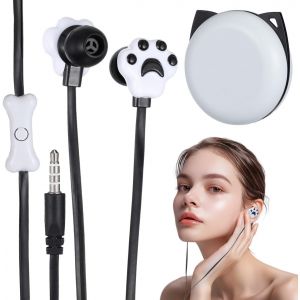 LORANKA-Casque Audio Chaton Filaire avec Bo&icirc;te De Rangement &Eacute;couteurs pour Enfants Filles Gar&ccedil;ons Prise Jack 3.5 Mm Design Dessin Anim&eacute; Mignon Anniversaire No&euml;l - Neuf