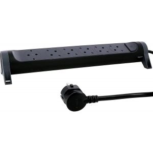 , 694540 Rotating Power Strip 6 Sockets Wall Or Table Mount Led On/Off Switch 3M Cable Black/Dark Grey - Neuf