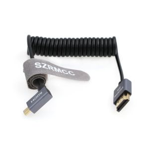 ERYI-8K 2.1 Micro Hdmi À Angle Gauche Vers Hdmi Câble Tressé Spiralé Haute Vitesse Pour Go-Pro Hero 3/4 Canon Eos M5 Sony A6000 A7Iii Rx10 Nikon B500 Z6 Raspberry Pi 4 Atomos Ninja 2 Monitor - Neuf