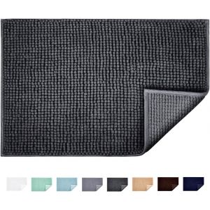Kal-Tapis De Bain Antidérapant Absorbant Tapis De Salle De Bain Pour Sortie De Douche Baignoire Toilette Cuisine En Microfibre Chenille Lavable En Machine 50 X 80 Cm (Gris Foncé) - Neuf