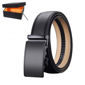 Ceinture Homme, Ceinture En Cuir Pour Homme¿Style Un¿, Réglable À La Ceinture Boucle Automatique 3,5 Cm * 130 Cm (Boîte Incluse), Ceinture En Cuir D'affaires, Vacances, Cadeaux Homme, Idee Cadeau - Neuf