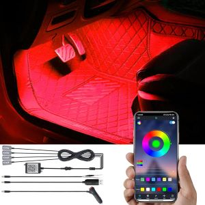 YUJTG-Kit d'éclairage d'ambiance pour Sol de Voiture Music Sync Multicolore RVB 16 Millions de Couleurs USB Kits d'éclairage d'ambiance, Son Actif et contrôle d'application Bluetooth sans Fil 12 V - Neuf