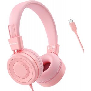 ERSAN-Casque USB Type C pour Enfants pour l'&eacute;cole, Casque Filaire pour Tout-Petits, Volume limit&eacute; &agrave; 94 DB, Son st&eacute;r&eacute;o HD, Casque Filaire Supra-auriculaire l&eacute;ger et Pliable pour Enfants/Adolescents - Neuf