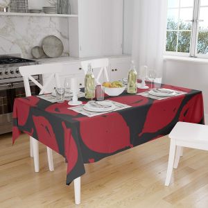 Sjzg-, Anti-Moisissure, S&eacute;chage Rapide, R&eacute;sistant Aux Taches, Lavable En Machine, 100% Polyester Nappe De Table, Rouge Noir, 140 X 160 Cm - Con&ccedil;u Et Fabriqu&eacute; En Turquie - Neuf