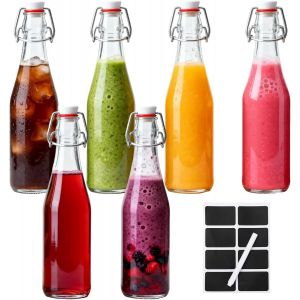 Jexnovashop-Lot De 6 Bouteille Verre,Bouteille En Verre 500ml &Agrave; Fermeture M&eacute;canique,Bouteille En Verre Avec Bouchon,Bouteille Vide Verre Pour Liqueurs,Huile,Remplissage,Sirops,Boissons - Neuf