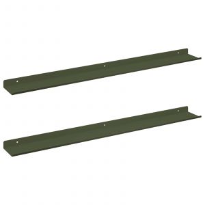 vidaXL &Eacute;tag&egrave;re Murale avec &eacute;tag&egrave;re 2 pcs Vert olive 80 x 9 x 2,5 cm - Neuf