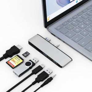 Surface Laptop 5/4/3 Station d'accueil Hub avec 4K@30 Hz HDMI+2 * USB 3.0+USB C+Emplacement pour Carte SD/TF+Audio 3,5 mm, Adaptateur HDMI pour Surface Laptop Go/Go2/Go3/Surface Laptop 3/4/5 - Neuf