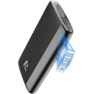 Kal-Batterie Externe 12000mah, Ultra-Mince Power Bank, 3a Usb C Charge Rapide, Affichage Numérique Led, Chargeur Portable Pour Iphone, Samsung, Huawei, Tablet, Etc (Noir) - Neuf