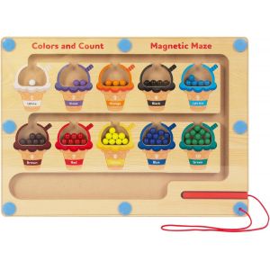 KAL-Montessori Jouet Magnétique Jeu Perle Labyrinthe Petite Crème Glacée Jouet Magnétique Couleur Adaptée Apprentissage Comptage Puzzle Classification Board 3 Ans+ - Neuf