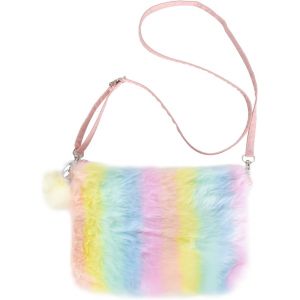 CAUC-Sacs &agrave; Main en Peluche Enfants arc-en-ciel en Peluche Bandouli&egrave;re Filles Sacs &agrave; Bandouli&egrave;re R&eacute;glables Petit Sac en Peluche Sac de T&eacute;l&eacute;phone Portable sac &agrave; Bijoux pour Enfants, Filles, Femmes - Neuf