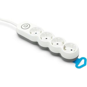 SJZG-Power Multiprise 4 Prises Avec Interrupteur, Prise Plate, Multiprise 1,4 M, Protection Enfant, Blanc, Gamme Design - Neuf