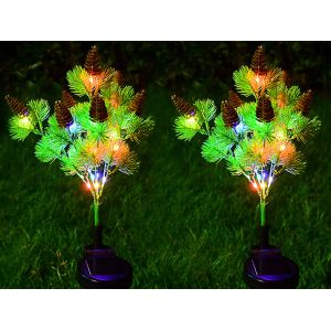Lot De 2 Guirlandes Lumineuses Solaires En Forme De Pomme De Pin Pour La D&eacute;coration De Jardin - Neuf