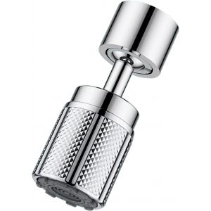 JGD-Embout Robinet Cuisine Chrom&eacute; 360&deg;, Economiseur d'eau pour robinet &agrave; 3 modes de pulv&eacute;risation, 6 adaptateurs pour robinets avec filetages de taille M20, M22, M24, G1/2, F20, F22, F24 - Neuf