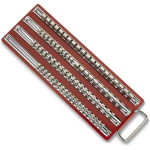MEVRONISSHOP-Organiseur de douilles en acier avec rail de rangement et clips pour douilles de 1/2"", 1/4"" et 3/8 - Neuf