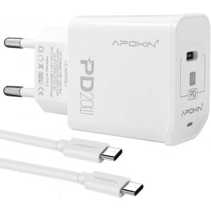 ® Chargeur Pd Usb C Vers Type C 20W, Chargeur De Type C Adaptateur De Charge Rapide Pd 3.0 Avec Câble Usb C Vers Type C 1M Certifié Rohs Pour Samsung Galaxy, Huawei, Oppo Realme, Xiaomi - Neuf