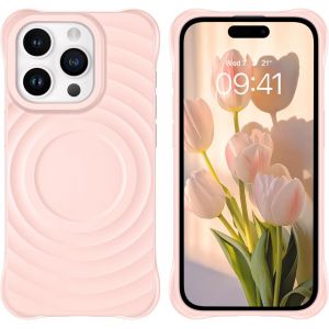 Kal-Silicone Coque Magnétique Iphone 15 Pro Max Case Fin, Compatible Avec Magsafe, Etui Doublure En Microfibre Housse Téléphone Iphone 15 Pro Max Souple Protection, Rose Craie - Neuf