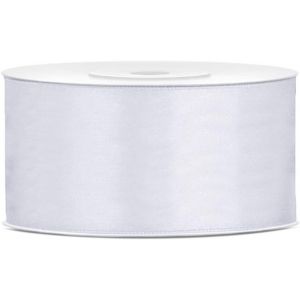 Ruban De Satin Blanc De 25 M X 50 Mm - Ruban Décoratif - Ruban Cadeau - Décoration De Mariage - Ruban De Chaise - 5 Cm - Neuf