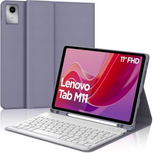 Clavier Pour Lenovo Tab M11 11"", Coque En Cuir Avec Clavier Bluetooth Magn&eacute;tique Amovible Azerty Fran&ccedil;ais Pour Lenovo Tab M11 11"" 2024 Tb330fu/Tb330xu, Violet Lavande - Neuf