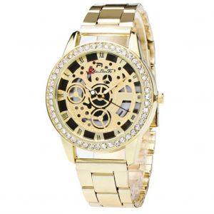 Zhoulianfa Strass D&eacute;coration Montre Creuse Chiffre Romain Bracelet Acier - Neuf