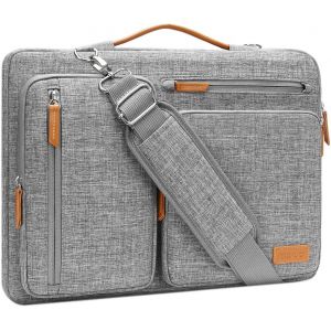 Sacoche Ordinateur Portable,Sacoche Pc Portable 15 Pouces Compatible Avec Macbook Air 15 M4 M3 M2 2025-2023,Sac Ordinateur Sac Messager C&ocirc;t&eacute; Ouvert Avec 4 Poches Zipper&Poign&eacute;e,Gris - Neuf