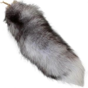 Fausse Queue De Renard,40 Cm Queue D'animal,Queue De Fausse Fourrure Moelleuse,Queue De Renard,Porte-Clés,Décoration De Portefeuille Queue De Renard,Jeu De Rôle,Argent - Neuf