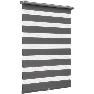 Store Double Klemmfix Sans Per&ccedil;age Pour Fen&ecirc;tre - Store Double - 65 Cm De Large - Store Double - Protection Solaire - 65 X 150 Cm - Gris Fonc&eacute; - Neuf