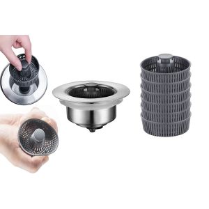 Passoire Et Bouchon D'&eacute;vier En Acier Inoxydable, Ensemble 3 En 1 - Neuf