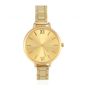 Femmes Analogique Ronde Quartz Montre-Bracelet Grand Cadran Alliage Bande Montre-Bracelet (Or) - Neuf