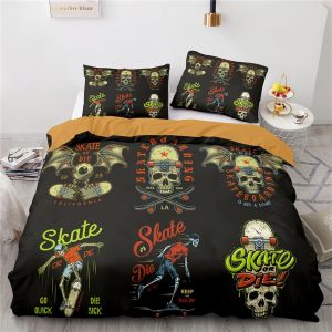 Skateboard Housse De Couette Fille Doux Confortable Microfibre Parure De Lit Personne X Cm Housse De Couette X Ado Fille + X Taies D'oreiller Xcm - Neuf
