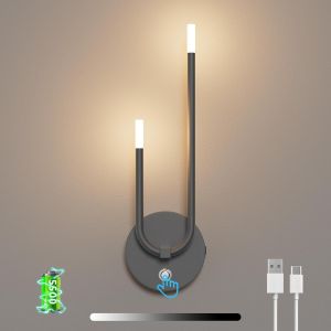5500mah Applique Murale Int&eacute;rieur Led 4w Dimmable 3000k Lampe Murale Moderne &Eacute;clairage, 18-60hours Long Life Pour Salle &Agrave; Manger/Chambre/Salon/Couloir(Anthracite) - Neuf