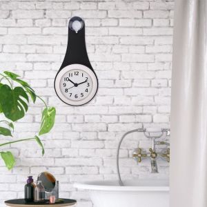 HJLIAN Horloge de cuisine a suspendre, etanche et tendance, decoration d'interieur (noir) - Neuf