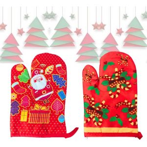 Kal-Maniques En Forme De Gant De Cuisine De Noël ¿ 2 Pièces (Aléatoires) ¿ Résistantes Aux Hautes Températures Pour Four Et Barbecue ¿ Accessoires De Noël - Neuf