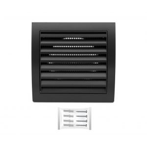 Grille Aeration 190x190mm Ø 125mm Noir avec Moustiquaire ¿ Evacuation Caches Tuyau Ventilateur ¿ d'Extraction Ventialtion ¿ Exterieur Interieur ¿ Climatiseur Gaine Cache Extracteur d'air VMC - Neuf