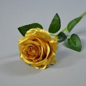 Bouquet De Roses Artificielles Dorées Et Argentées,10/1 Têtes,Fleurs De Mariage,Matériel De Décoration Intérieure,Accessoire Photo.A Gold. - Neuf