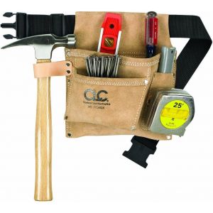 Ip489X Sac À Outils En Daim Et Ceinture Tissée En Polyester,3 Poches,Marron Clair - Neuf