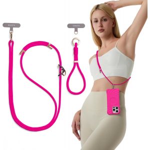 KAL-Cordon T&eacute;l&eacute;phone Portable + Dragonne De T&eacute;l&eacute;phone + 2 Patchs, Lani&egrave;re T&eacute;l&eacute;phone R&eacute;glable, Tour De Cou T&eacute;l&eacute;phone D&eacute;tachable - Neuf