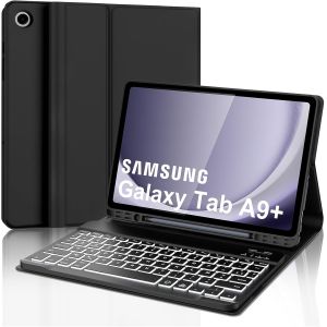 Clavier Pour Samsung Galaxy Tab A9+ 2023 11 Pouces Avec R&eacute;tro&eacute;clairage, &Eacute;tui Clavier Pour Samsung Tab A9+ 2023 Magn&eacute;tique Bluetooth Fran&ccedil;ais Azerty Layout, Noir - Neuf