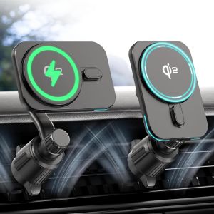 TRAHOO-&iquest;Qi2-Certifi&eacute;&iquest;15W Support Telephone Voiture Induction, Rapide Chargeur MagSafe Rotation &agrave; 360&deg; Fonction de Charge, Fil Grille d'A&eacute;ration Magn&eacute;tique Voiture sans pour iPhone 16/15/14/13/12 Seri - Neuf