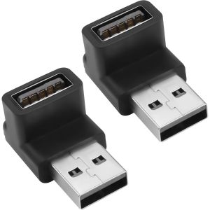 USB 3.1 90&deg; Adaptateur 10Gbps M&acirc;le Vers Femelle L Angle Connecteur A3.1 Droit Coupleur, Pour Charge 3A, Transfert De Donn&eacute;es, OTG, 2Pcs (Courbe Positive/Femelle Vers Le Bas) - Neuf