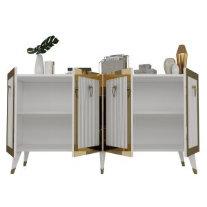 Buffet en bois "Bare" - 150 x 40 x 80 cm - Dor&eacute; - Neuf