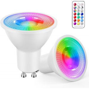 Kalanka-Ampoule Led Gu10 Blanc Froid 5w,6000k Rgb Dimmable Ampoule Couleur,Spot Changementde Couleur,450lm(&iquest;&iquest;Quivalent 50w),12 Couleurs,Timing,Avec T&iquest;&iquest;L&iquest;&iquest;Commande (Lot De 2 - Neuf