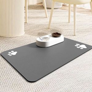 Tapis De Nourriture Pour Chien,Tapis De Gamelle Absorbant Pour Les Sols 60 X 40 Cm,Tapis Imperméable Et Antidérapant En Silicone Pour Gamelle De Nourriture Et D'eau Pour Animaux Domestiques - Neuf