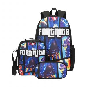 Sac a dos Fortnite 3 pieces/ensemble avec sac a dejeuner et trousse pour l'ecole, les voyages, le camping et les pique-niques - Neuf